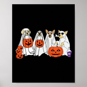 Dog Ghost Cute Dog Dressed As Ghost Funny Hallowee Poster