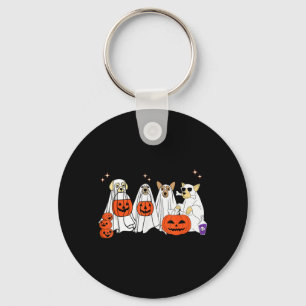 Dog Ghost Cute Dog Dressed As Ghost Funny Keychain