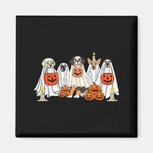 Dog Ghost Cute Dog Dressed As Ghost Funny Magnet