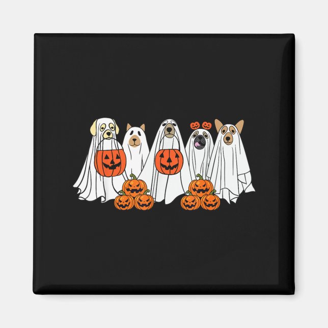 Dog Ghost Cute Dog Dressed As Ghost Funny Magnet (Front)