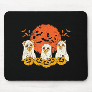 Dog Ghost Cute Dog Dressed As Ghost Funny Mouse Pad