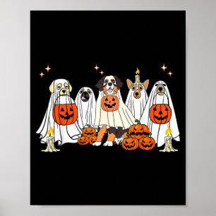 Dog Ghost Cute Dog Dressed As Ghost Funny Poster