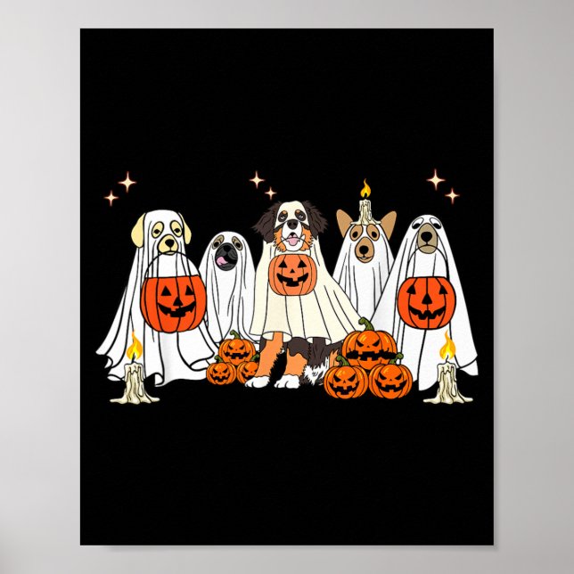 Dog Ghost Cute Dog Dressed As Ghost Funny Poster (Front)