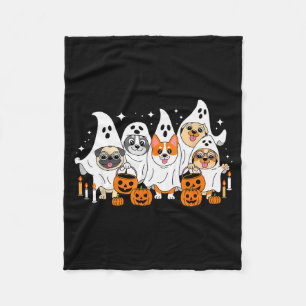 Dog Ghost Halloween Fleece Blanket