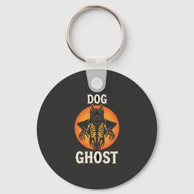 Dog Ghost Halloween Horror Vector Keychain (Front)