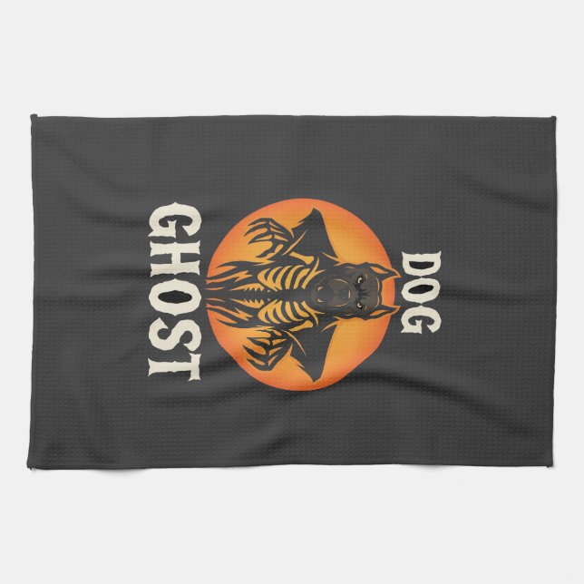 Dog Ghost Halloween Horror Vector Kitchen Towel (Horizontal)