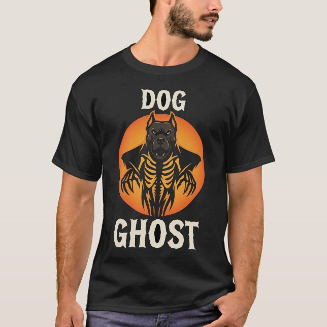 Dog Ghost Halloween Horror Vector T-Shirt (Front)