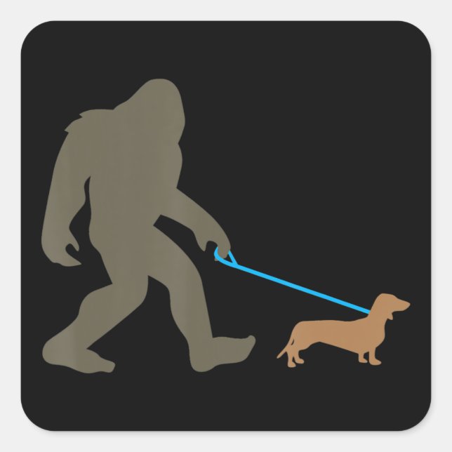 Dog Gift | Bigfoot Walking Dachshund Square Sticker (Front)