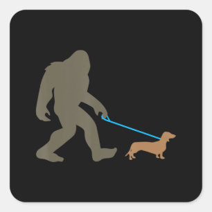 Dog Gift Bigfoot Walking Dachshund Square Sticker