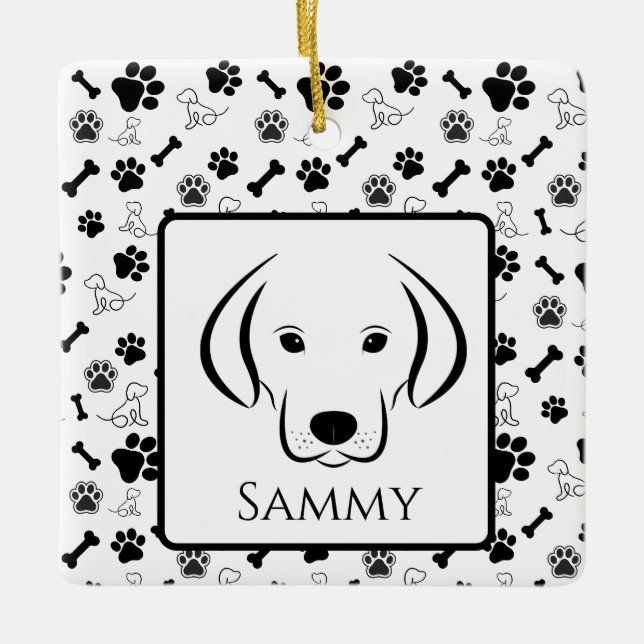 Dog Gift Black and White Ornament (Front)
