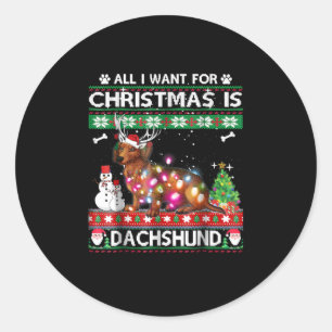 Dog Gift   Christmas Is Dachshund Classic Round Sticker