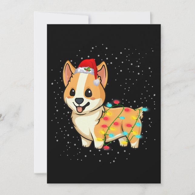 Dog Gift | christmas lights corgi Invitation (Front)