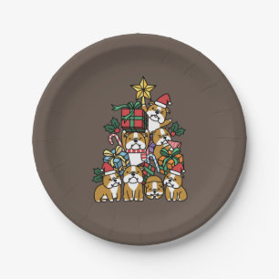 Dog Gift   Christmas Tree English Bulldog Dog Paper Plate