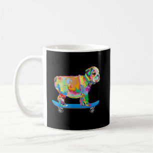 Dog Gift Colourful Cool Bulldog Puppy Skateboard Coffee Mug