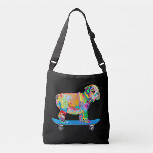 Dog Gift   Colourful Cool Bulldog Puppy Skateboard Crossbody Bag