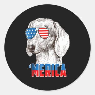 Dog Gift Cool Dachshund 'Merica Classic Round Sticker