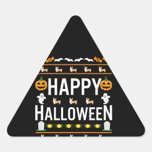 Dog Gift   Corgi Halloween Lazy Ugly Costume Triangle Sticker