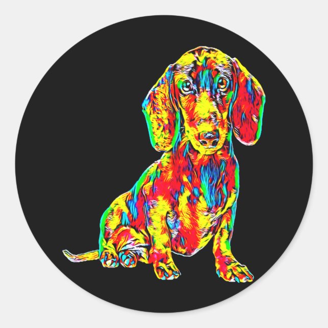 Dog Gift | Dachshund Full Colour Nice Classic Round Sticker (Front)