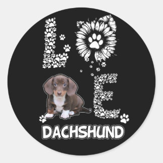 Dog Gift | Dachshund Lovely Flower Classic Round Sticker