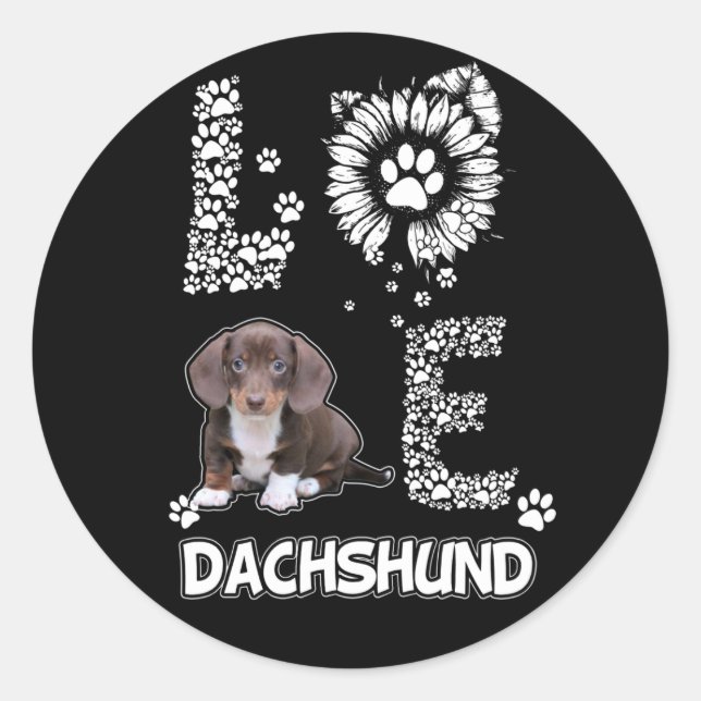 Dog Gift | Dachshund Lovely Flower Classic Round Sticker (Front)