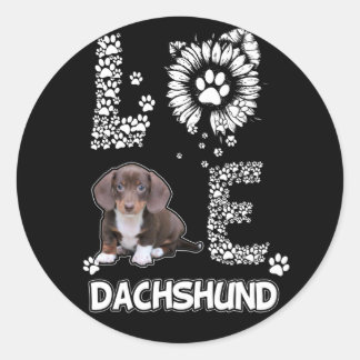 Dog Gift | Dachshund Lovely Flower Classic Round Sticker
