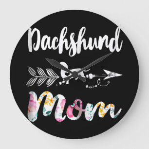 Dog Gift   Dachshund Mom Dachshund Floral Large Clock