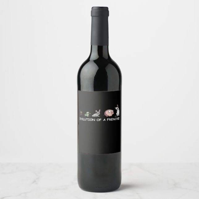 Dog Gift | Evolution Of A Frenchie Wine Label (Front)