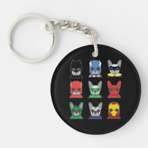 Dog Gift French Bulldog Designs Super Hero Keychain