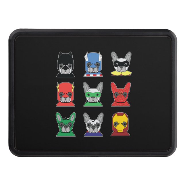 Dog Gift | French Bulldog Designs Super Hero Trailer Hitch Cover (Front)