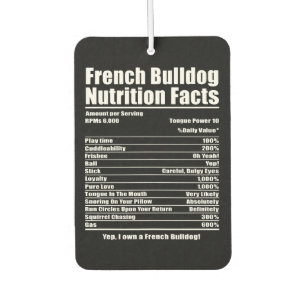 Dog Gift French Bulldog Nutrition Facts Air Freshener