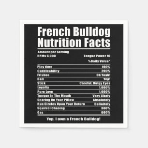 Dog Gift   French Bulldog Nutrition Facts Napkin