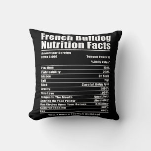 Dog Gift French Bulldog Nutrition Facts Throw Pillow