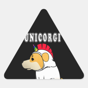 Dog Gift Funny Pembroke Welsh Corgi Unicorn Triangle Sticker