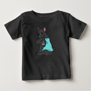 Dog Gift I Love Mom Tattoo French Bulldog Funny Baby T-Shirt