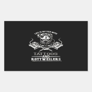 Dog gift Life better tattoos and rottweiler Sticker