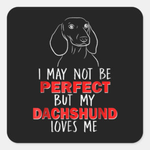 Dog Gift My Dachshund Loves Me Square Sticker