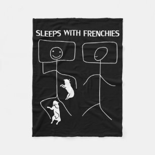Dog Gift Sleeps With Frenchies Fleece Blanket