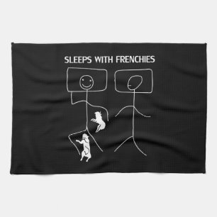 Dog Gift Sleeps With Frenchies Kitchen Towel