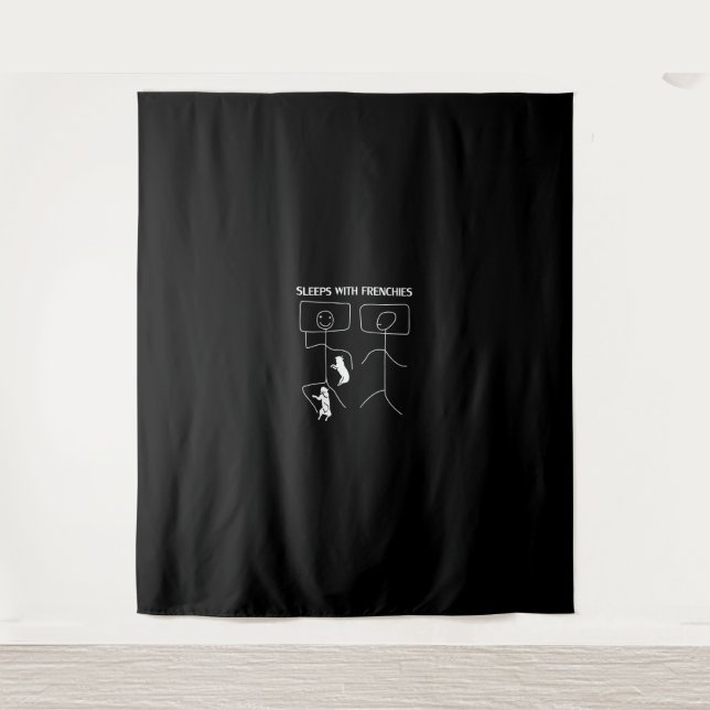 Dog Gift | Sleeps With Frenchies Tapestry (Front)