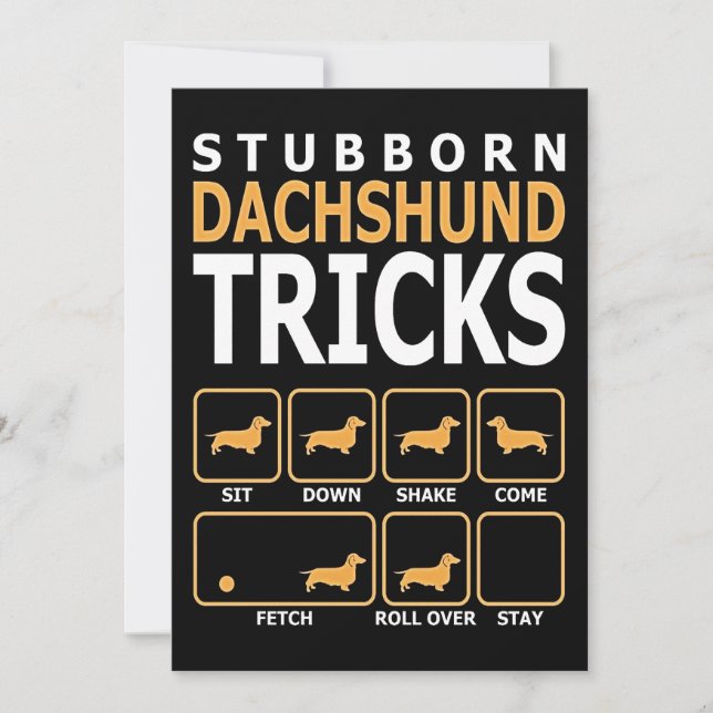 Dog Gift | Stubborn Dachshund Tricks Holiday Card (Front)
