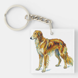 Dog Gift Vibrant Colorful Saluki Dog Design Keychain