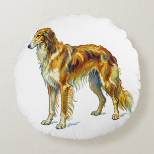 Dog Gift Vibrant Colorful Saluki Dog Design Round Pillow