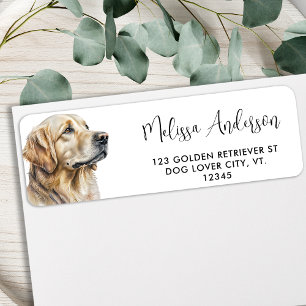Dog Golden Retriever Pet Watercolor Adresse de ret