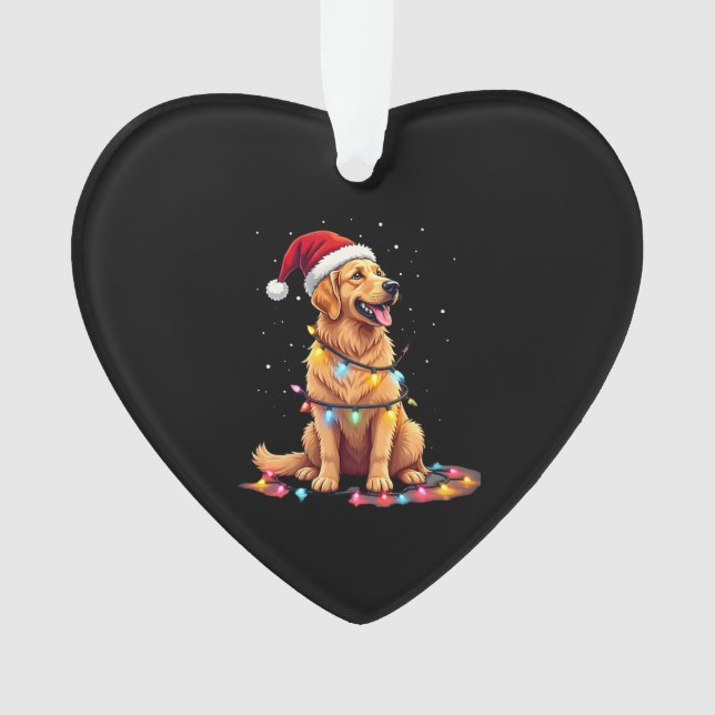 Dog Golden Retriever Santa Christmas Xmas Lights ( (devant)