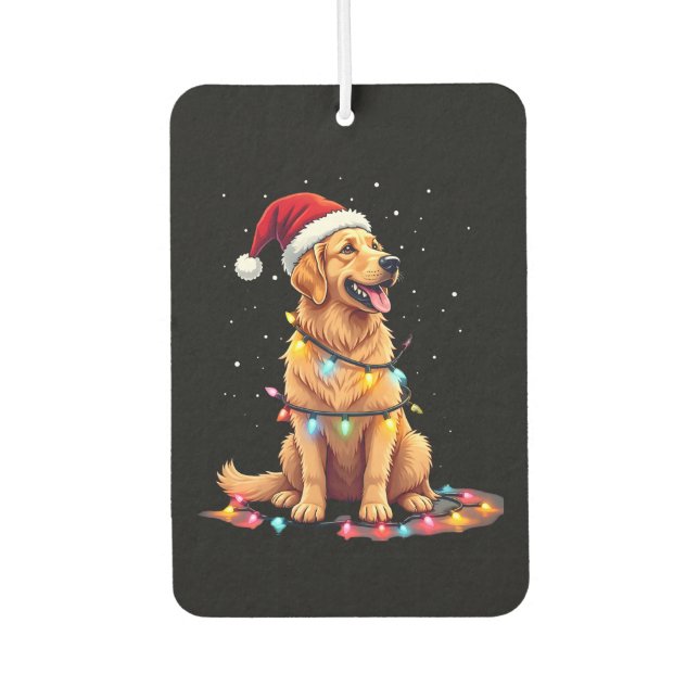 Dog Golden Retriever Santa Christmas Xmas Lights ( Air Freshener (Front)