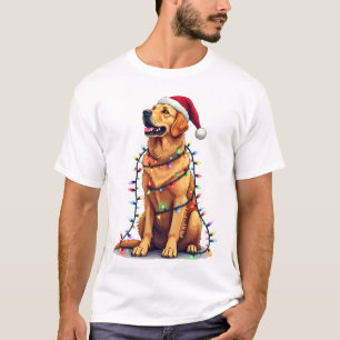 Dog Golden Retriever Santa Christmas Xmas Lights ( T-Shirt