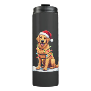 Dog Golden Retriever Santa Christmas Xmas Lights ( Thermal Tumbler