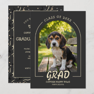 Dog Graduation Invite Pet Photo Charcoal Slate