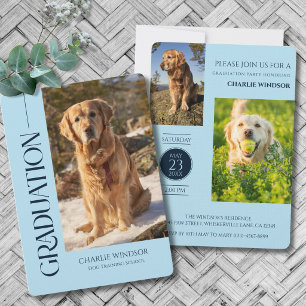 Dog Graduation Party Invitate Pet Photos Baby Blue Invitation