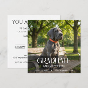 Dog Graduation Party Invite Pet Photo Black &White